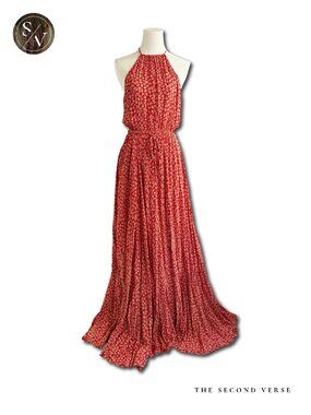 Vici Floral Maxi Dress Front Slit Halter Dress Medium Summer Wedding Guest